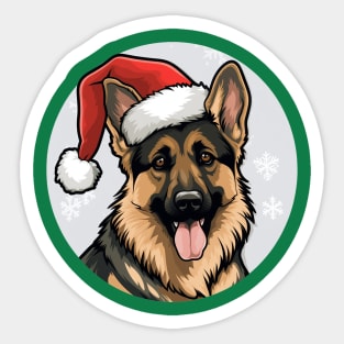 Christmas German Shepherd Santa Hat Sticker